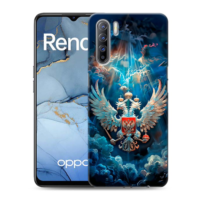Силиконовый чехол на OPPO Reno3 с принтом Герб флаг России Силиконовый чехол на OPPO Reno3 с принтом Герб флаг России