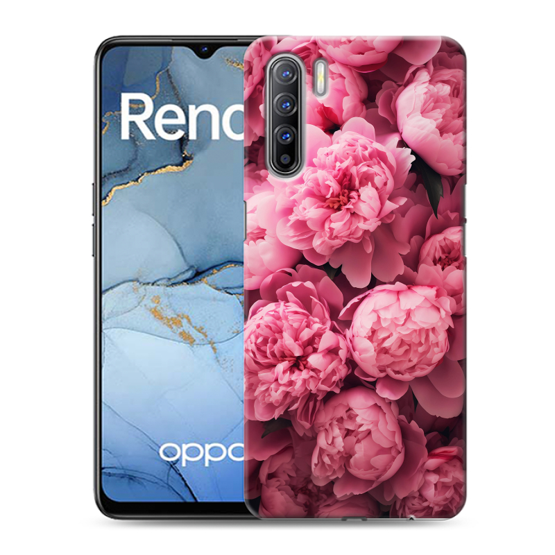 Силиконовый противоударный чехол на OPPO Reno3 с принтом цветы пионы Силиконовый противоударный чехол на OPPO Reno3 с принтом цветы пионы
