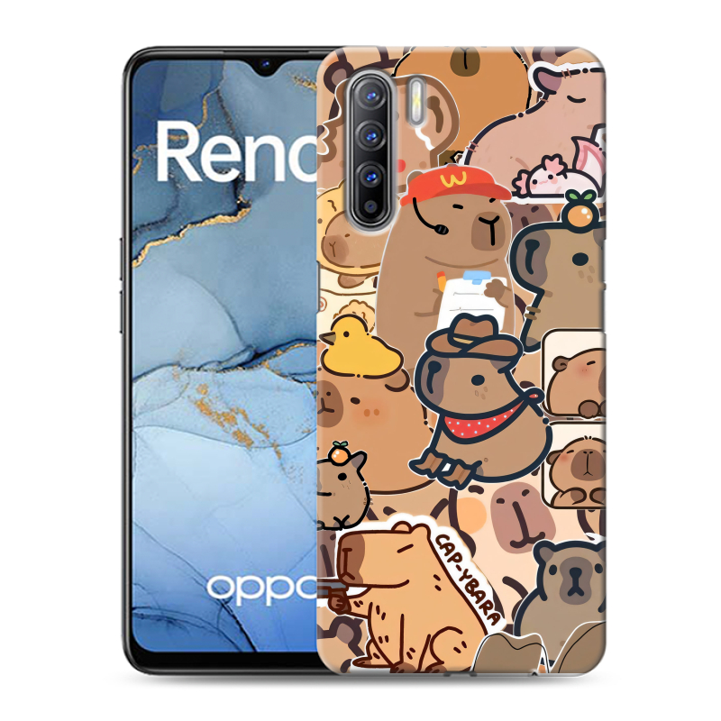 Силиконовый противоударный чехол на OPPO Reno3 с принтом капибара Силиконовый противоударный чехол на OPPO Reno3 с принтом капибара