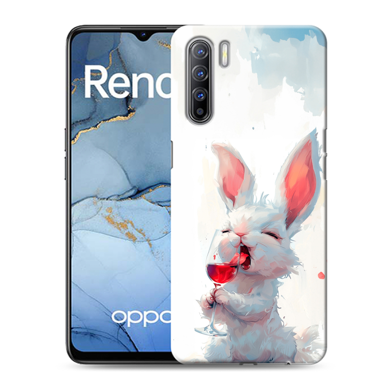 Силиконовый противоударный чехол на OPPO Reno3 с принтом кролик зайчик Силиконовый противоударный чехол на OPPO Reno3 с принтом кролик зайчик