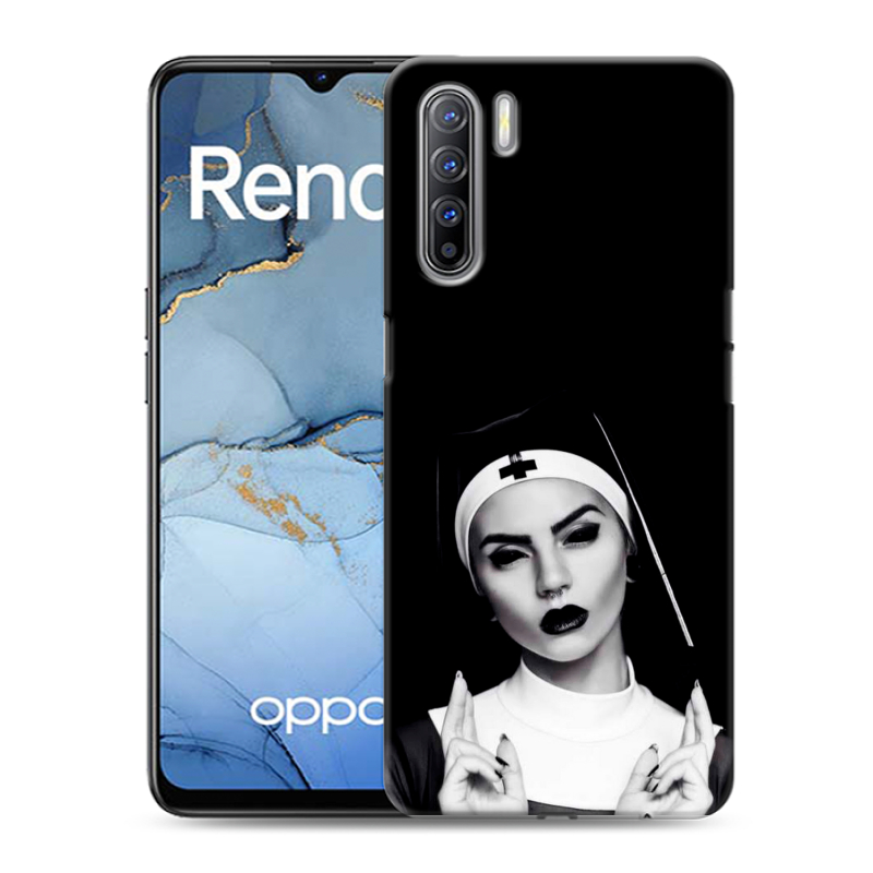 Силиконовый противоударный чехол на OPPO Reno3 с принтом монашка Силиконовый противоударный чехол на OPPO Reno3 с принтом монашка
