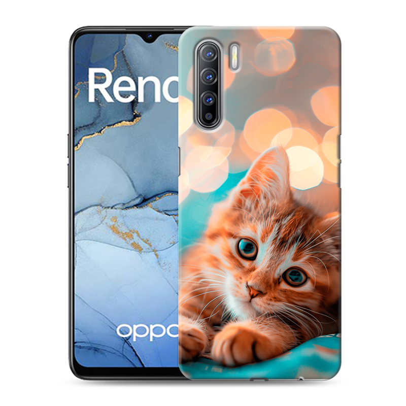 Силиконовый чехол на OPPO Reno3 с принтом котик Силиконовый чехол на OPPO Reno3 с принтом котик