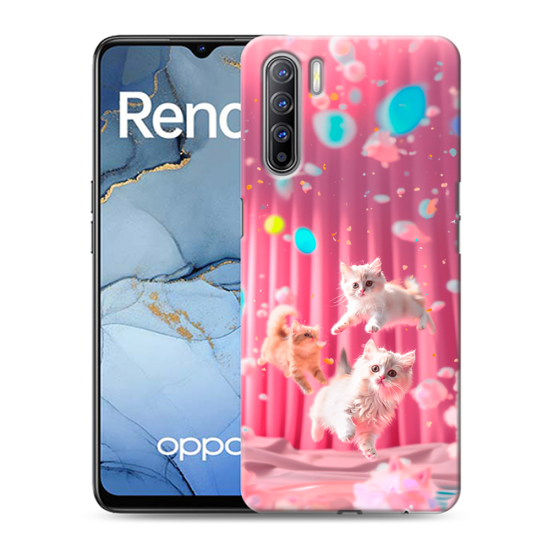 Силиконовый чехол на OPPO Reno3 с принтом милые котики Силиконовый чехол на OPPO Reno3 с принтом милые котики