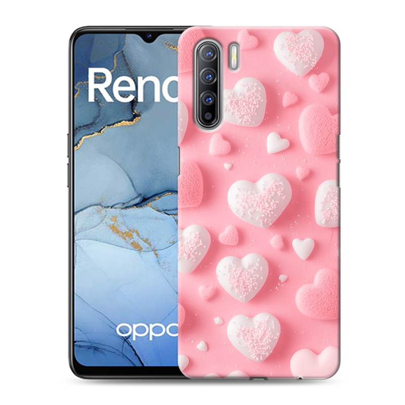 Силиконовый противоударный чехол на OPPO Reno3 с принтом Сердечки Силиконовый противоударный чехол на OPPO Reno3 с принтом Сердечки