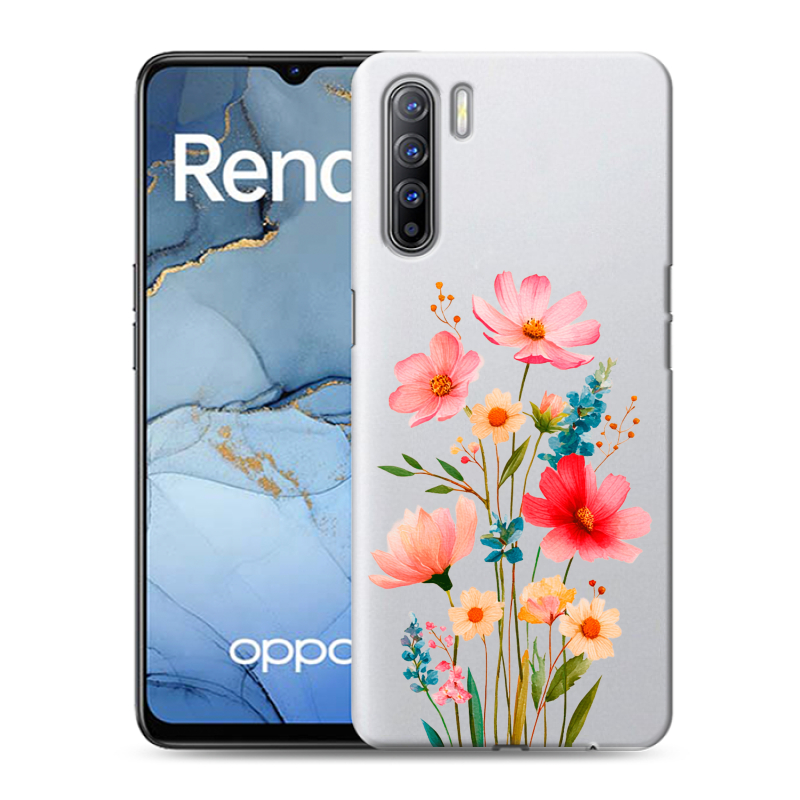 Силиконовый противоударный чехол на OPPO Reno3 с принтом Цветы Силиконовый противоударный чехол на OPPO Reno3 с принтом Цветы