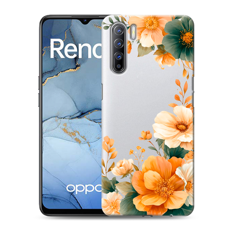 Силиконовый противоударный чехол на OPPO Reno3 с принтом Цветы принт Силиконовый противоударный чехол на OPPO Reno3 с принтом Цветы принт