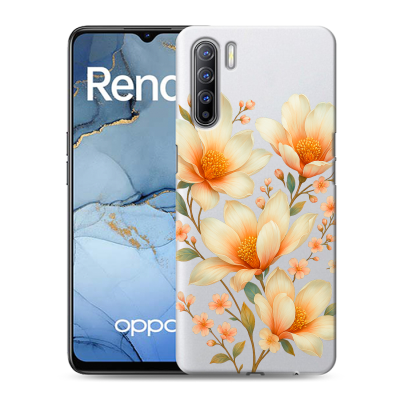 Силиконовый противоударный чехол на OPPO Reno3 с принтом Цветы Силиконовый противоударный чехол на OPPO Reno3 с принтом Цветы