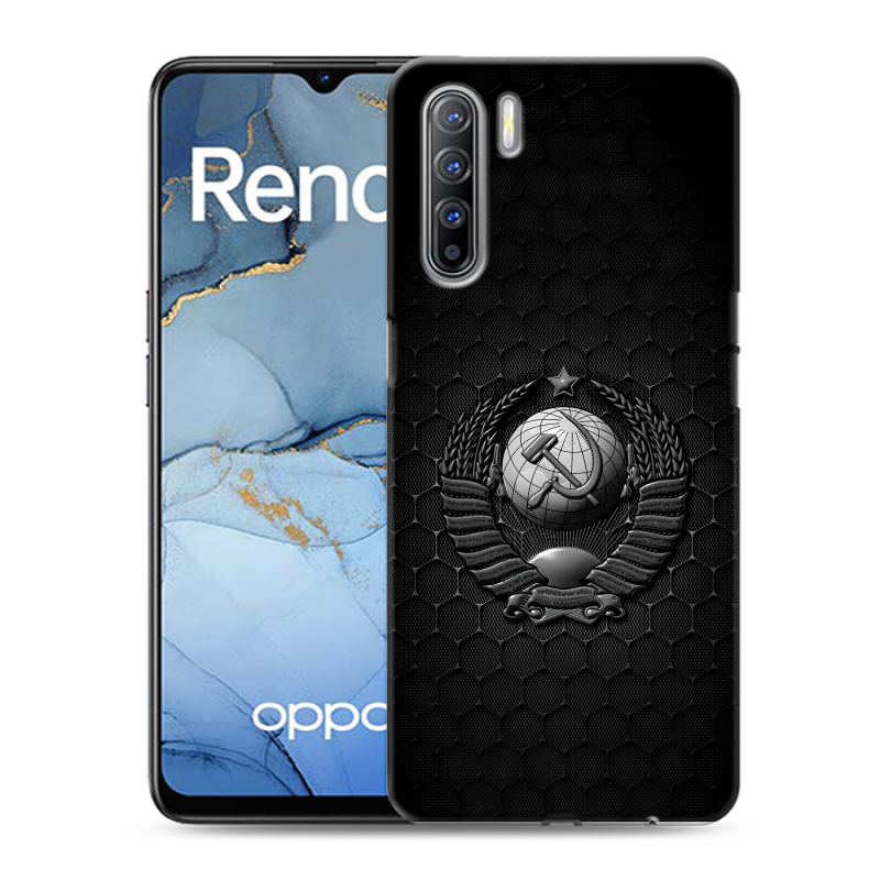 Силиконовый чехол на OPPO Reno3 с принтом Герб Флаг СССР Силиконовый чехол на OPPO Reno3 с принтом Герб Флаг СССР
