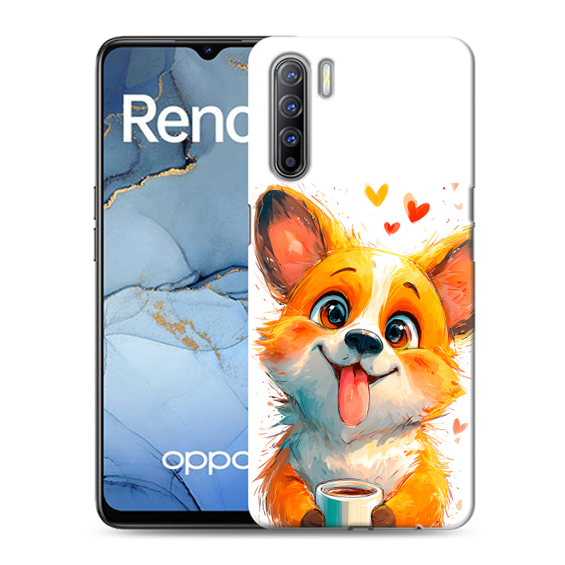 Силиконовый противоударный чехол на OPPO Reno3 с принтом корги Силиконовый противоударный чехол на OPPO Reno3 с принтом корги