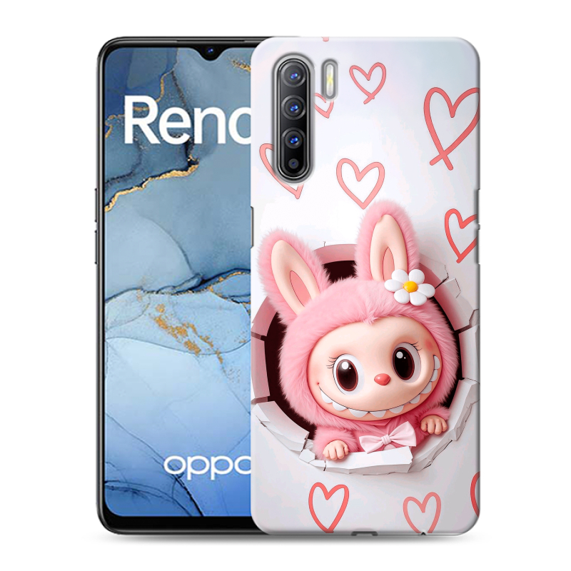 Силиконовый противоударный чехол на OPPO Reno3 с принтом Labubu Лабубу Силиконовый противоударный чехол на OPPO Reno3 с принтом Labubu Лабубу