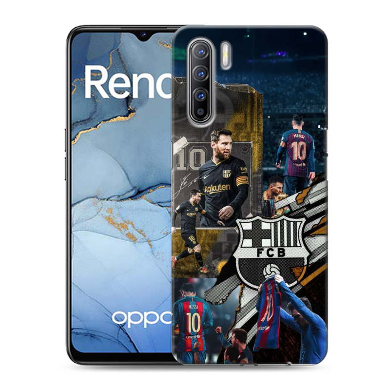 Силиконовый чехол на OPPO Reno3 с принтом Messi Barcelona Силиконовый чехол на OPPO Reno3 с принтом Messi Barcelona