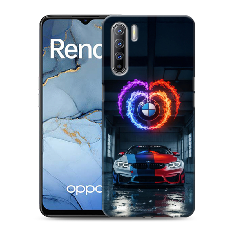 Силиконовый противоударный чехол на OPPO Reno3 с принтом BMW БМВ Силиконовый противоударный чехол на OPPO Reno3 с принтом BMW БМВ