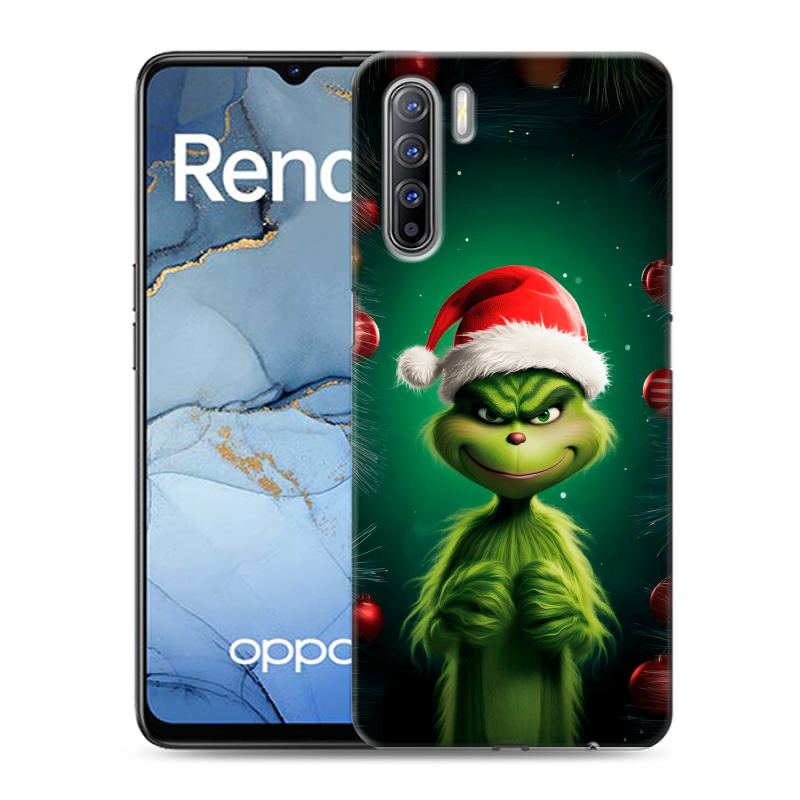 Силиконовый противоударный чехол на OPPO Reno3 с принтом Гринч Новый год Рождество Силиконовый противоударный чехол на OPPO Reno3 с принтом Гринч Новый год Рождество