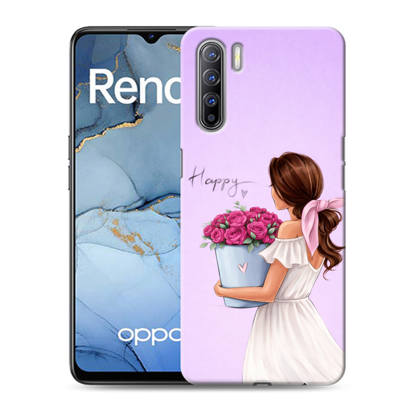 Силиконовый противоударный чехол на OPPO Reno3 с принтом женский Силиконовый противоударный чехол на OPPO Reno3 с принтом женский