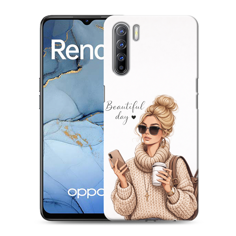 Силиконовый противоударный чехол на OPPO Reno3 с принтом женский Силиконовый противоударный чехол на OPPO Reno3 с принтом женский