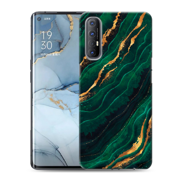 Силиконовый чехол на OPPO Reno3 Pro с принтом Мрамор зеленое золото Силиконовый чехол на OPPO Reno3 Pro с принтом Мрамор зеленое золото