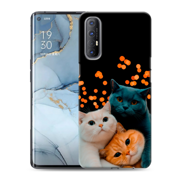 Силиконовый чехол на OPPO Reno3 Pro с принтом Кошки Силиконовый чехол на OPPO Reno3 Pro с принтом Кошки