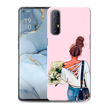 Силиконовый чехол на OPPO Reno3 Pro с принтом Девушка и букет Силиконовый чехол на OPPO Reno3 Pro с принтом Девушка и букет