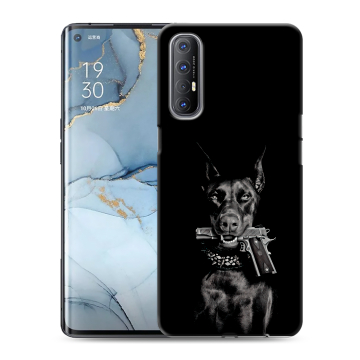 Силиконовый чехол на OPPO Reno3 Pro с принтом Доберман и пистолет Силиконовый чехол на OPPO Reno3 Pro с принтом Доберман и пистолет