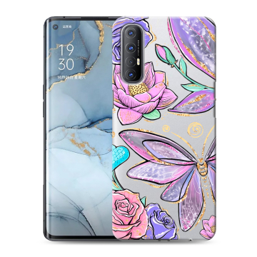 Силиконовый чехол на OPPO Reno3 Pro с принтом Бабочки и цветы