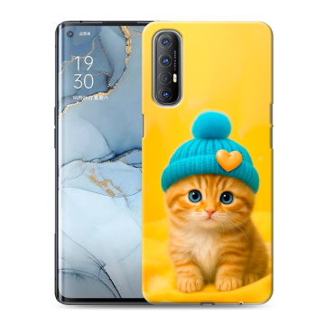 Силиконовый чехол на OPPO Reno3 Pro с принтом Котенок в шапке Силиконовый чехол на OPPO Reno3 Pro с принтом Котенок в шапке