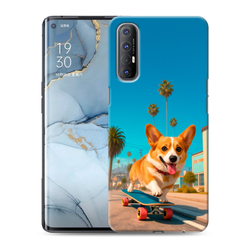 Силиконовый чехол на OPPO Reno3 Pro с принтом Корги на скейте Силиконовый чехол на OPPO Reno3 Pro с принтом Корги на скейте