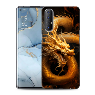Силиконовый чехол на OPPO Reno3 Pro с принтом Золотой дракон Силиконовый чехол на OPPO Reno3 Pro с принтом Золотой дракон
