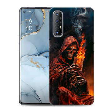 Силиконовый чехол на OPPO Reno3 Pro с принтом Скелет и карты