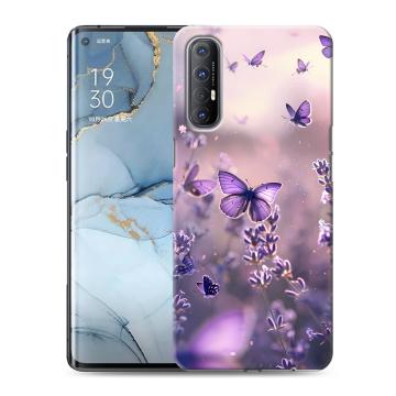 Силиконовый чехол на OPPO Reno3 Pro с принтом бабочки и лаванда Силиконовый чехол на OPPO Reno3 Pro с принтом бабочки и лаванда
