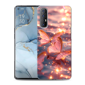 Силиконовый чехол на OPPO Reno3 Pro с принтом бабочки розовые Силиконовый чехол на OPPO Reno3 Pro с принтом бабочки розовые