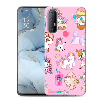 Силиконовый чехол на OPPO Reno3 Pro с принтом розовые единороги Силиконовый чехол на OPPO Reno3 Pro с принтом розовые единороги