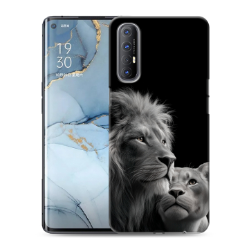 Силиконовый чехол на OPPO Reno3 Pro с принтом Лев кошки