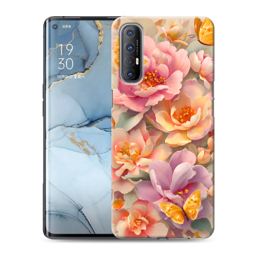 Силиконовый чехол на OPPO Reno3 Pro с принтом Цветы и бабочки