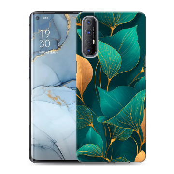 Силиконовый чехол на OPPO Reno3 Pro с принтом Листья и золото