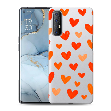 Силиконовый чехол на OPPO Reno3 Pro с принтом Сердечки