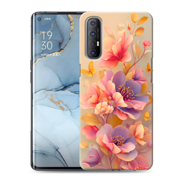 Силиконовый чехол на OPPO Reno3 Pro с принтом Цветы и бабочки