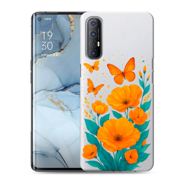 Силиконовый чехол на OPPO Reno3 Pro с принтом цветы бабочки
