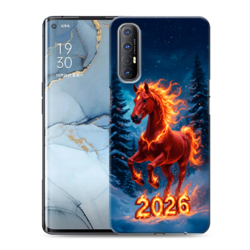 Силиконовый чехол на OPPO Reno3 Pro с принтом Новый год коня