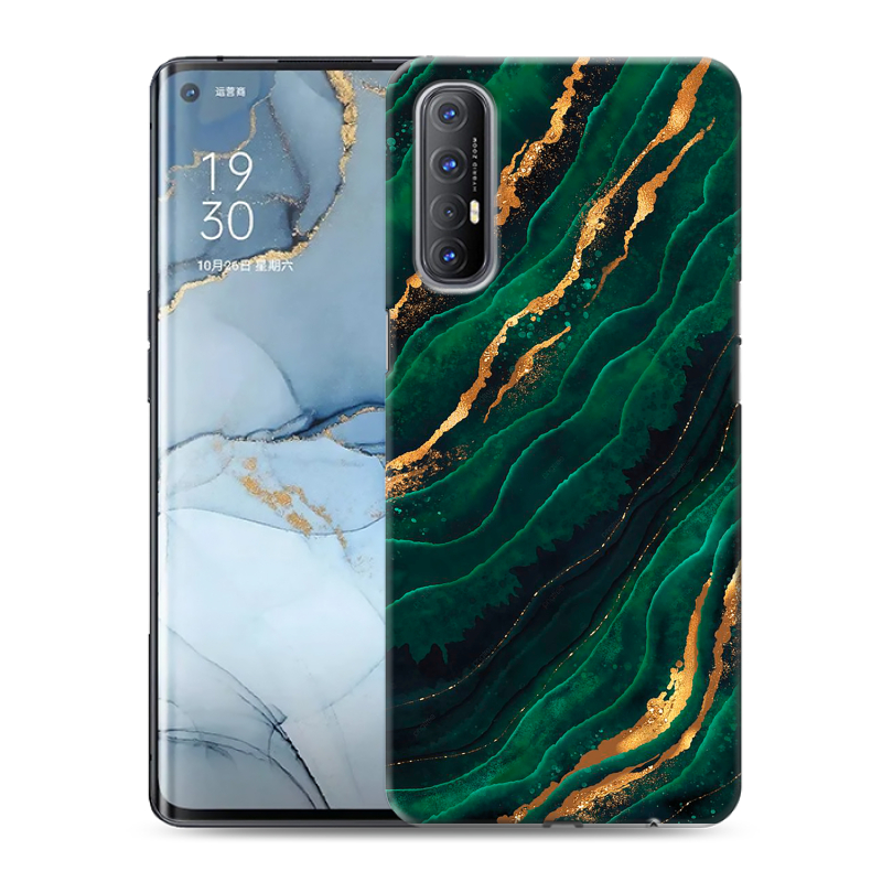 Силиконовый чехол на OPPO Reno3 Pro с принтом Мрамор зеленое золото Силиконовый чехол на OPPO Reno3 Pro с принтом Мрамор зеленое золото