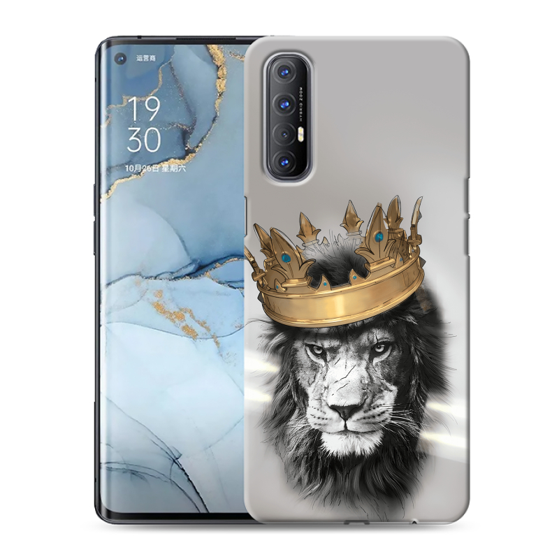 Пластиковый чехол на OPPO Reno3 Pro с принтом Лев с короной Пластиковый чехол на OPPO Reno3 Pro с принтом Лев с короной