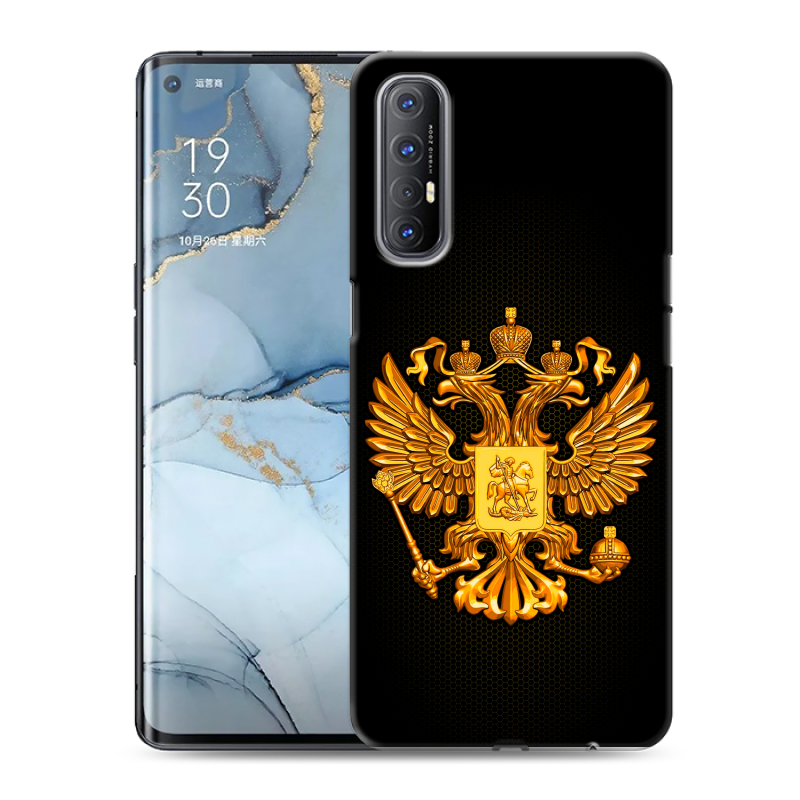 Силиконовый чехол на OPPO Reno3 Pro с принтом Герб России желтый Силиконовый чехол на OPPO Reno3 Pro с принтом Герб России желтый