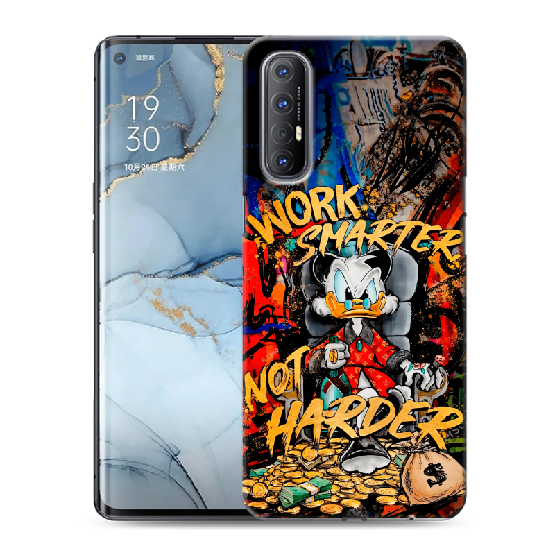 Пластиковый чехол на OPPO Reno3 Pro с принтом Дональд Дак Деньги Пластиковый чехол на OPPO Reno3 Pro с принтом Дональд Дак Деньги