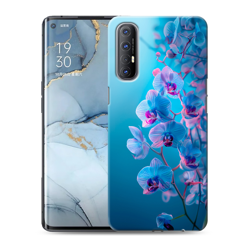 Пластиковый чехол на OPPO Reno3 Pro с принтом голубые орхидеи Пластиковый чехол на OPPO Reno3 Pro с принтом голубые орхидеи