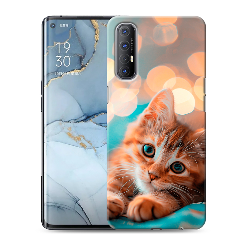 Силиконовый чехол на OPPO Reno3 Pro с принтом котик Силиконовый чехол на OPPO Reno3 Pro с принтом котик