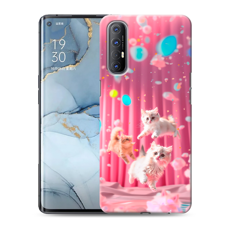 Силиконовый чехол на OPPO Reno3 Pro с принтом милые котики Силиконовый чехол на OPPO Reno3 Pro с принтом милые котики