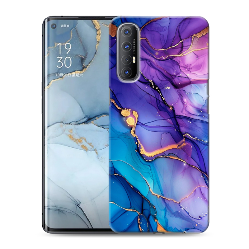 Пластиковый чехол на OPPO Reno3 Pro с принтом синий мрамор Пластиковый чехол на OPPO Reno3 Pro с принтом синий мрамор