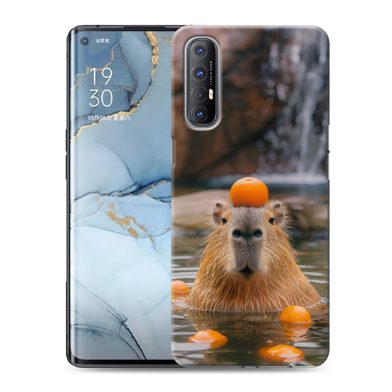 Силиконовый чехол на OPPO Reno3 Pro с принтом Капибара с апельсином Силиконовый чехол на OPPO Reno3 Pro с принтом Капибара с апельсином