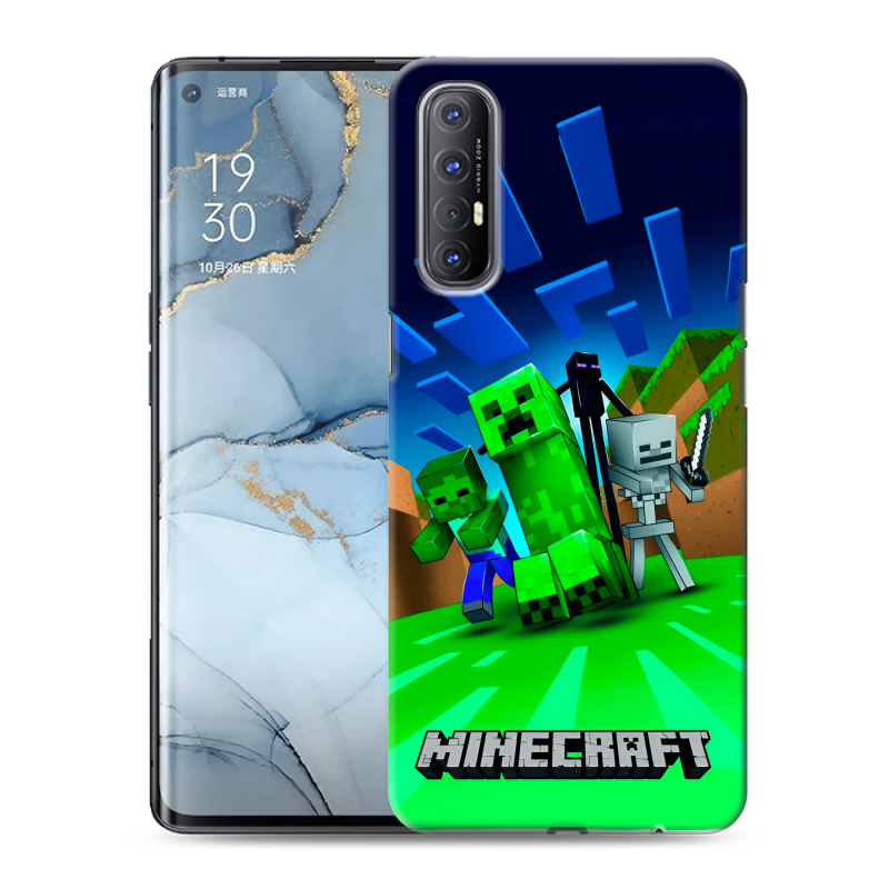 Силиконовый чехол на OPPO Reno3 Pro с принтом Майнкрафт Силиконовый чехол на OPPO Reno3 Pro с принтом Майнкрафт