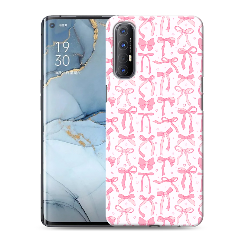 Силиконовый чехол на OPPO Reno3 Pro с принтом Розовые бантики Силиконовый чехол на OPPO Reno3 Pro с принтом Розовые бантики