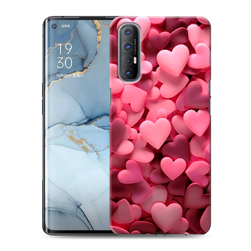 Пластиковый чехол на OPPO Reno3 Pro с принтом розовые сердечки Пластиковый чехол на OPPO Reno3 Pro с принтом розовые сердечки